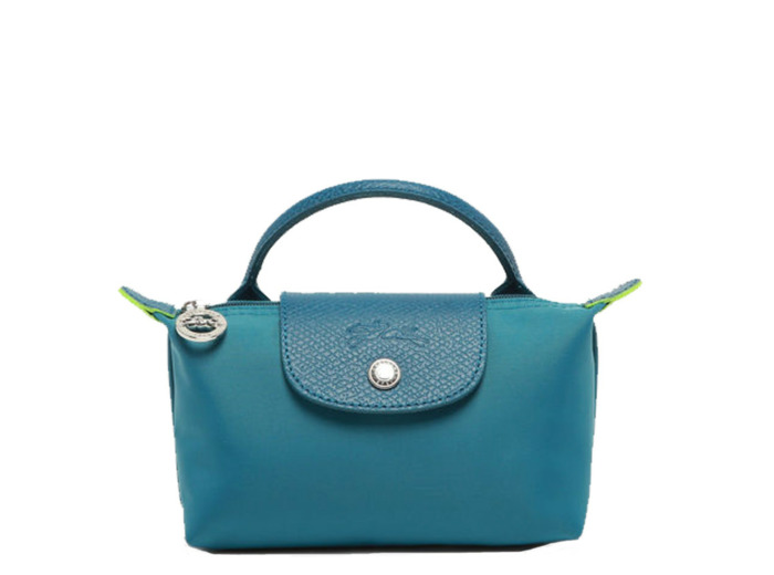 Longchamp le Pliage Green Trousse Cosmétique Avec Poignée Paon