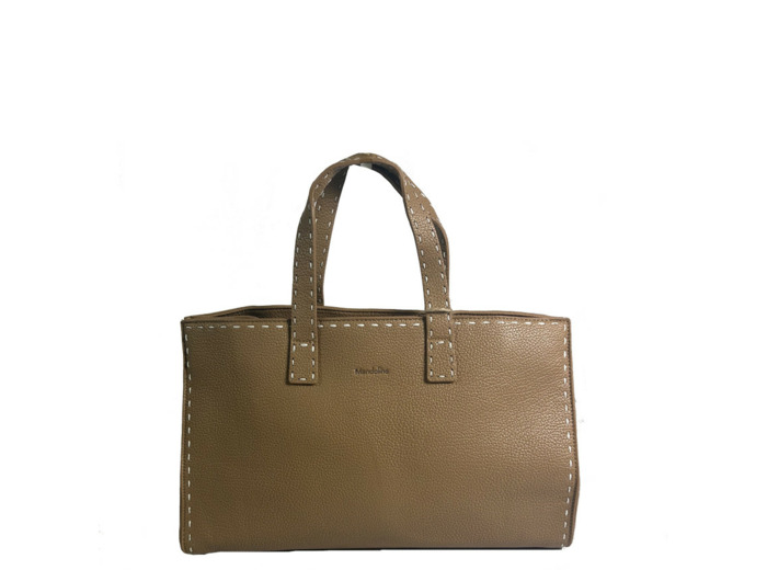 Farfouillette Sac Porté Main Avec Surpiqûres Sable