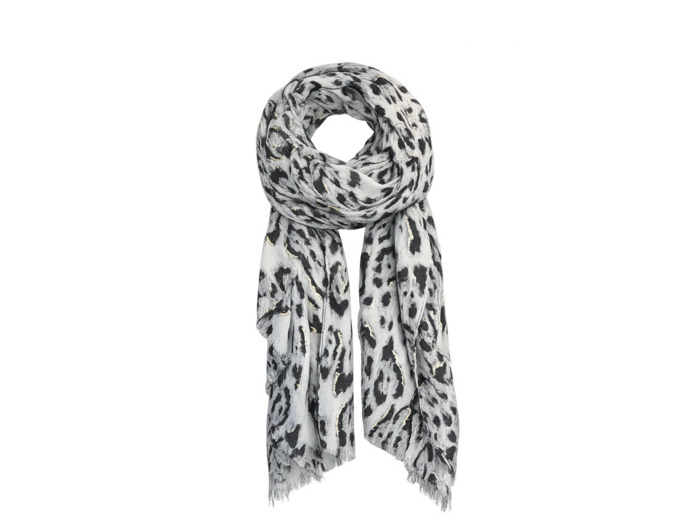 Farfouillette Léo Elégance Foulard Aux Motifs Léopards Gris Doré