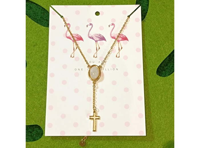 Tour de cou quartz rose croix