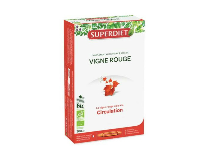 Vigne Rouge Bio Circulation 20 Ampoules Superdiet