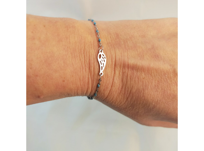 Bracelet aile bleu/argenté