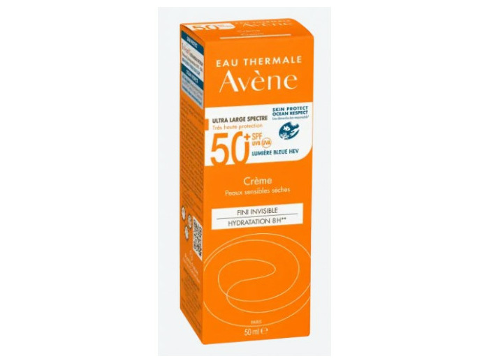 Crème 50+ UVB UVA Lumière Bleue HEV 50ml Solaire Peaux sensibles sèches Avène