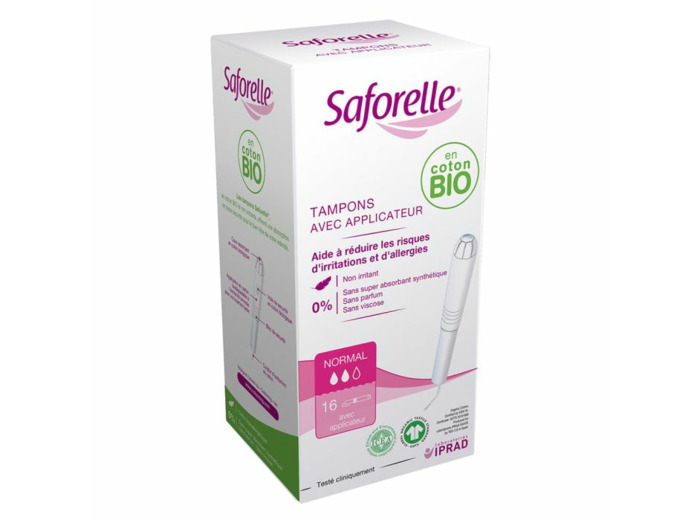 Tampon Normal avec applicateurs Coton Bio x16 Saforelle