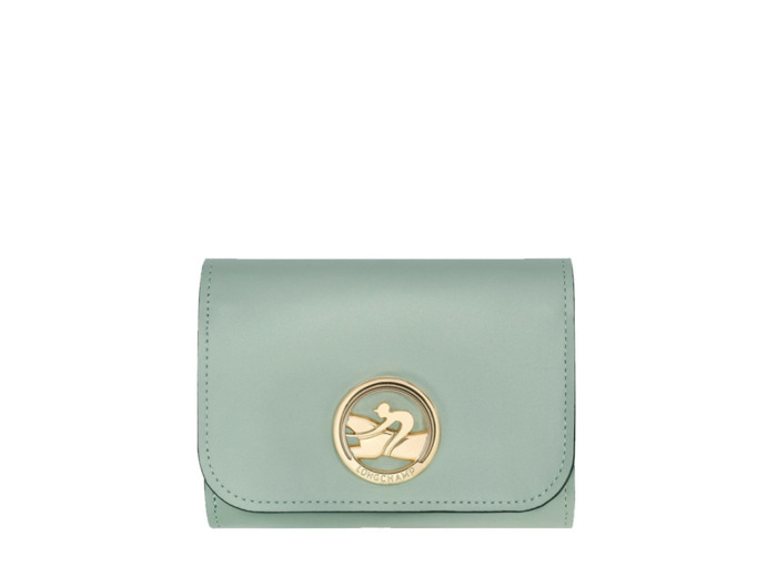 Longchamp Box-Trot Portefeuille Vert De Gris
