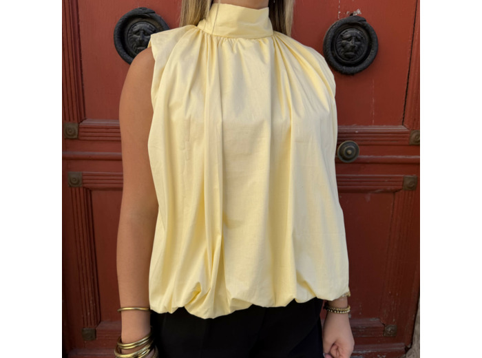 Blouse manche courte jaune Noeud