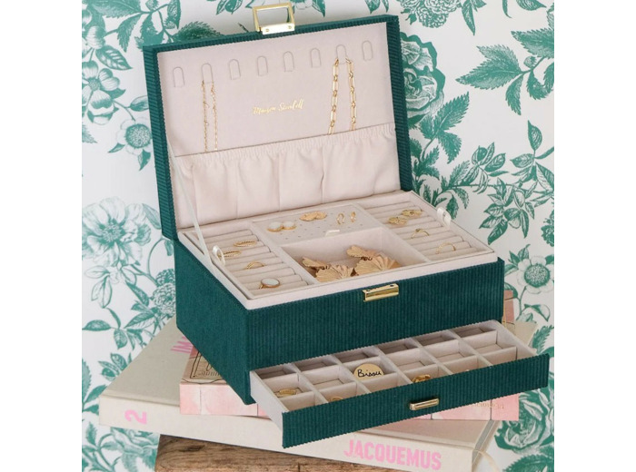 Maison Scarlett boîte à bijoux Denise Velours Côtelé Vert