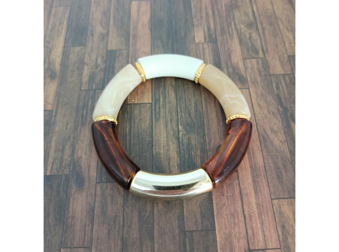 Bracelet tube tons marron doré 36mm