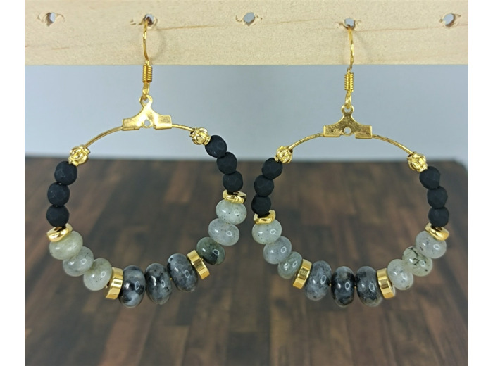 B.O. labradorite/doré Ø 3.5cm