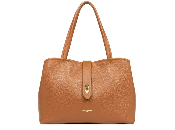 Lancaster Top Double Grand Sac Shopping Porté Epaule 470-69 Camel In Orange