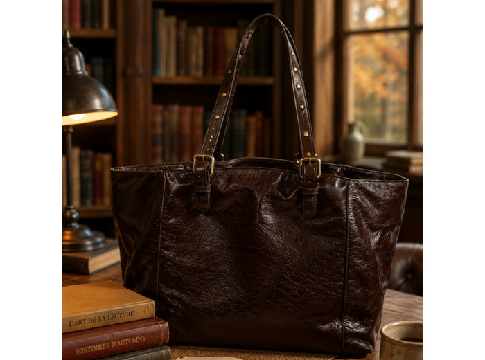Gérard Darel Simple Bag Sac Cabas En Cuir Effet Froissé Marron