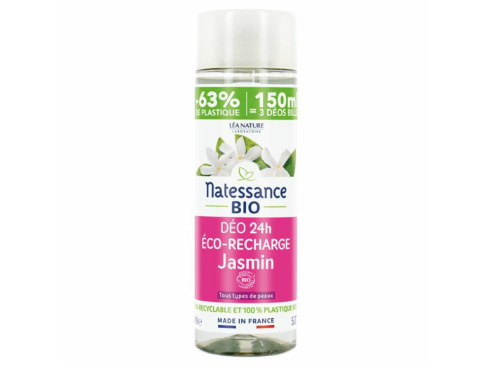 Eco Recharge Déodorant 24h Jasmin Bio 150ml Tous types de peaux Natessance