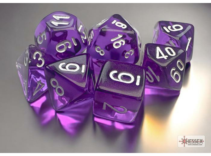 Chessex - 7 dés Translucent Mini-hedral Purple/white