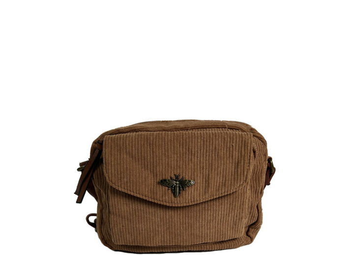 Farfouillette Sac Porté Travers En Velours Camel