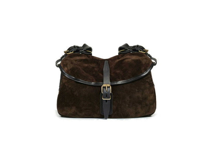 Bleu de Chauffe Sac Musette XS Cuir Velours Marron Foncé