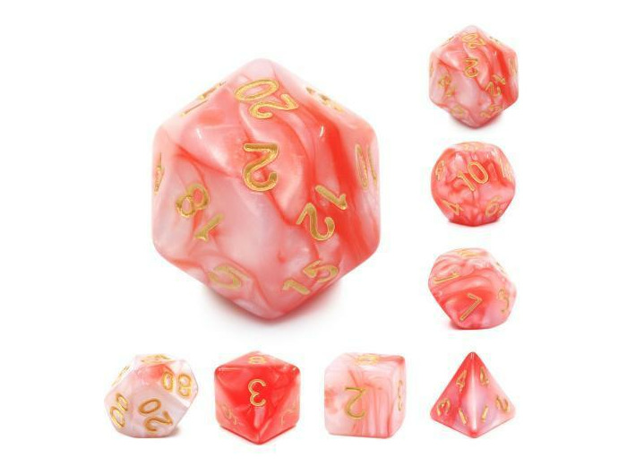 Lot de 7 dés en boîte – Fusion Rose et Rouge