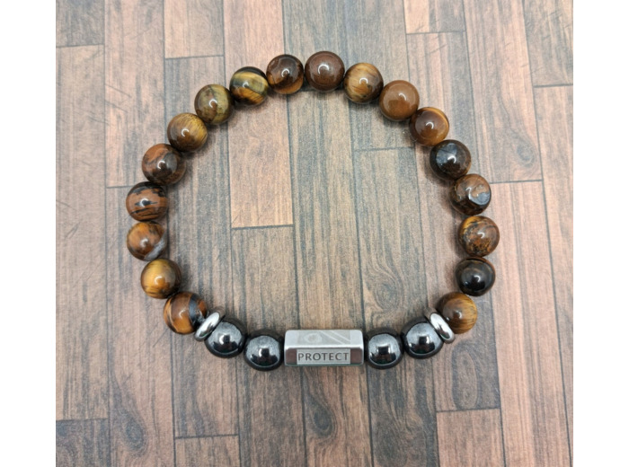 Bracelet "Protect" Œil de tigre/hématite