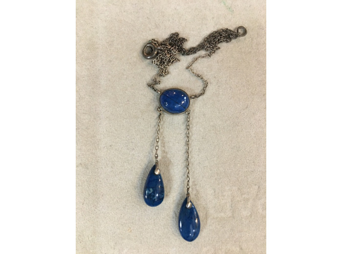 Pendentif argent et pierre Lapis