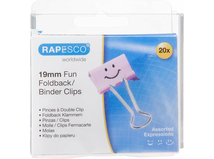 Pince double clip, (L)19 mm, rose, émoticône