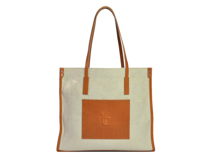 Berthille Sac Shopping Toile Beige / Cognac