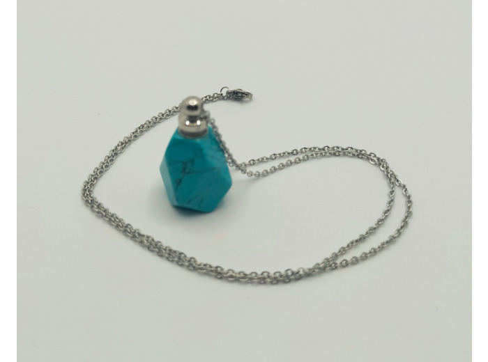 Collier bouteille de parfum turquoise