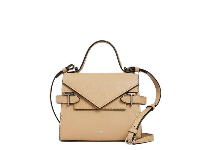Le Tanneur Emilie Petit Sac A Main Double Rabat En Cuir Grainé Désert