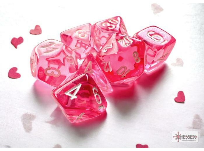 Chessex - 7 dés Translucent Mini-hedral Pink/white