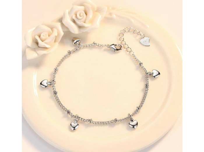 Bracelet en argent 5 cœurs