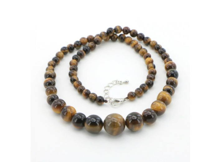 Collier en œil de tigre naturel 6-14mm
