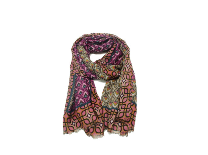 Atoll Palme Funky Echarpe Aux Motifs Colorés Marron Clair