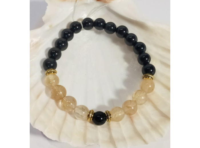 Agate noire, citrine