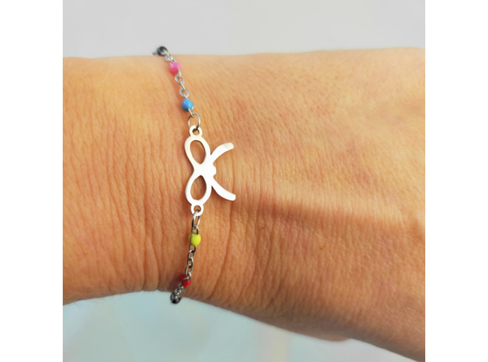 Bracelet nœud multi-couleurs/argenté