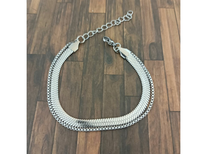 Bracelets en acier inox chaîne maille serpentine 2 rangs