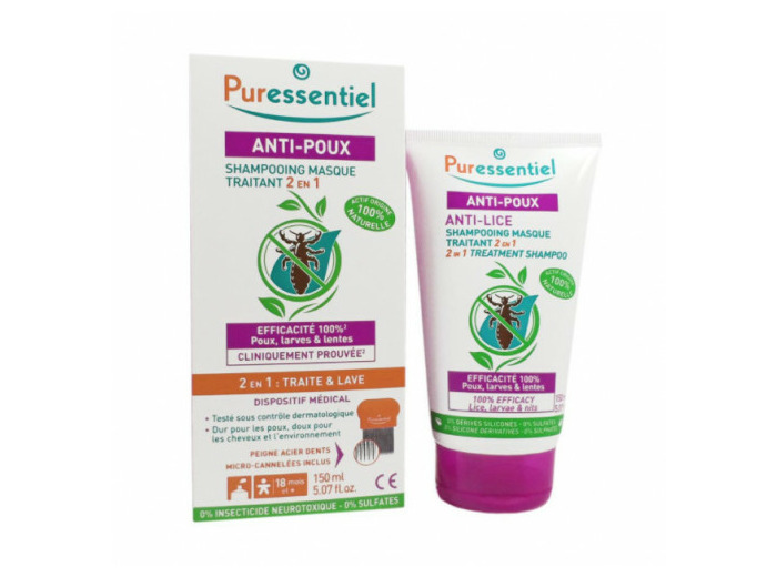 Shampooing Masque Traitant 2en1 Avec Peigne 150ml Anti-Poux Puressentiel