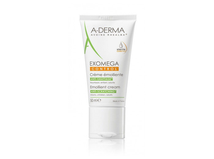 Crème émolliente anti-grattage 50ml Exomega Control Peaux sèches à tendance à l'eczéma atopique A-Derma