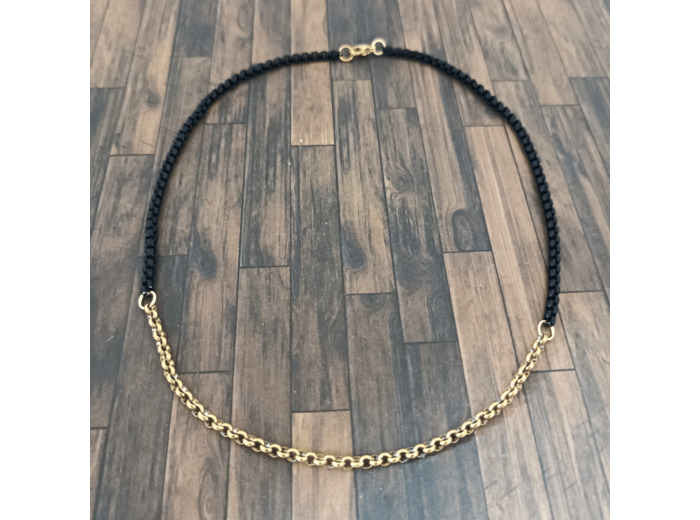 Tour de cou noir-doré ou noir-argenté