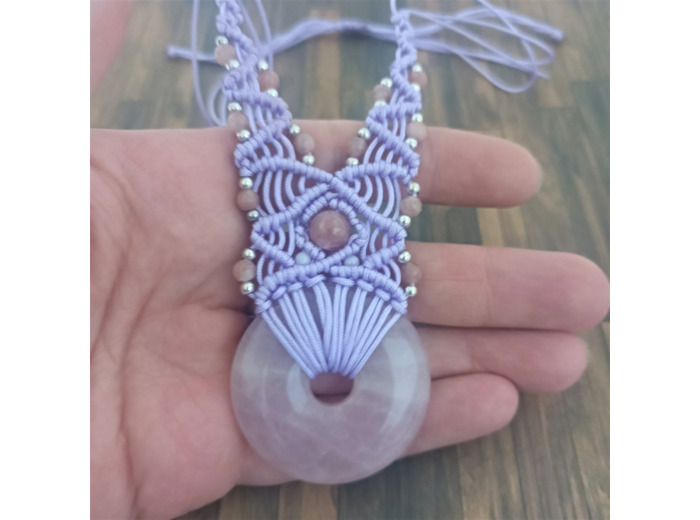 Collier tissé en perles naturelles rose/violet