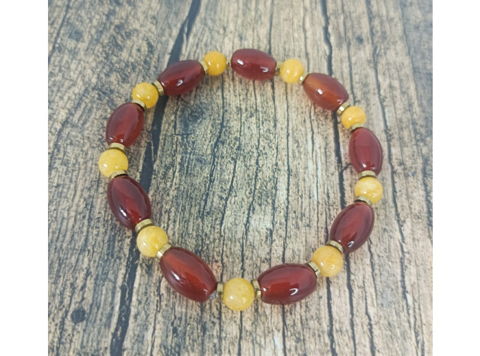 Bracelet agate/jade/hématite