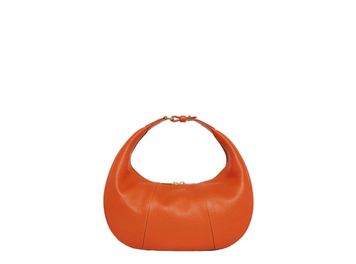 Le Tanneur Juliette Petit Sac Hobo En Cuir Grainé Terre Brulée