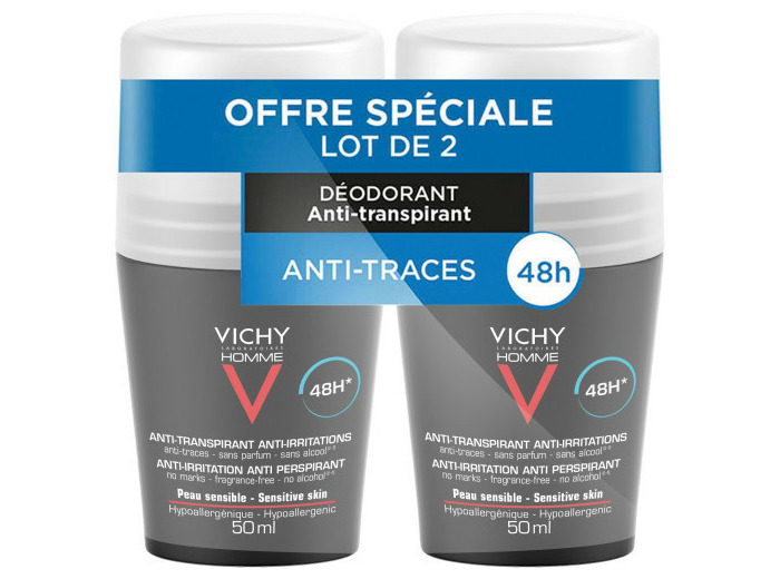 Deodorant Bille Anti-transpirant 48h Peaux Sensibles 2x50 ml Homme Vichy