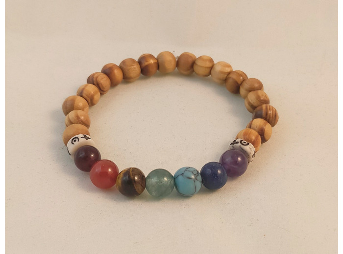 Bracelet bois  7 chakras