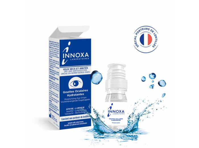 Gouttes oculaires hydratantes yeux secs et irrités 10ml Formule incolore Innoxa