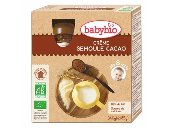 Gourde Dessert Lacte Creme De Semoule Cacao Bio Des 8 Mois 4x85g Babybio