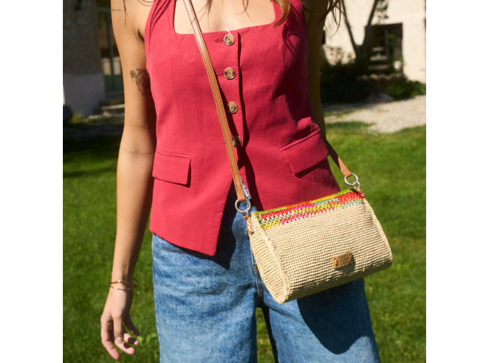 L'Atelier Du Crochet Pocoa Sac trotteur Raphia Multicolore Vif