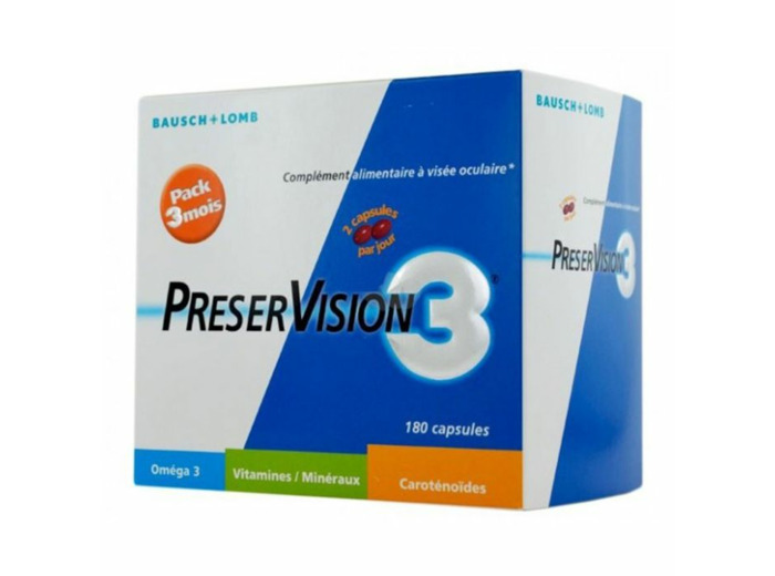Complément alimentaire à Visee Oculaire 180 Capsules Preservision 3 Bausch&Lomb