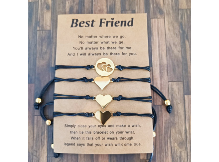 4 bracelets best friend cœur doré