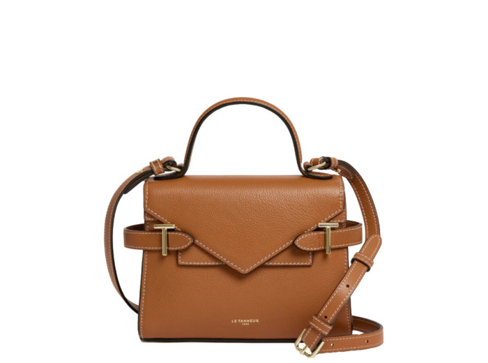 Le Tanneur Emilie Petit sac à main double rabat en Cuir grainé Tan