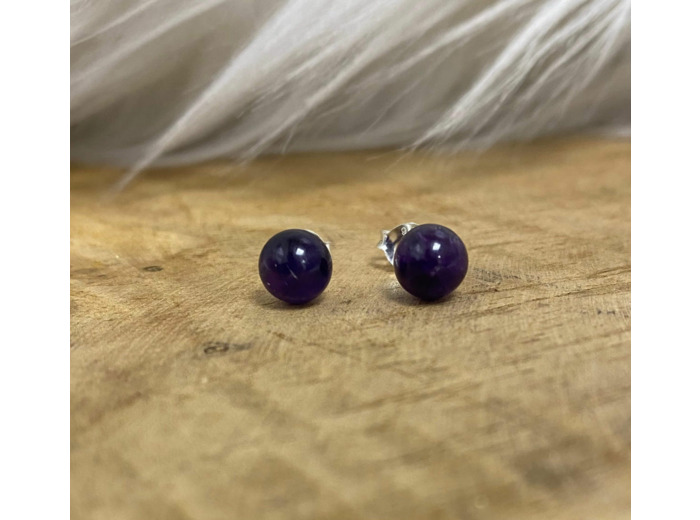 Puce d'oreilles Améthyste argent 6mm