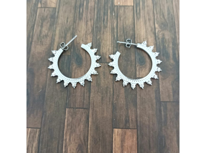 Boucles d'oreilles en acier Inox Argenté-cristal