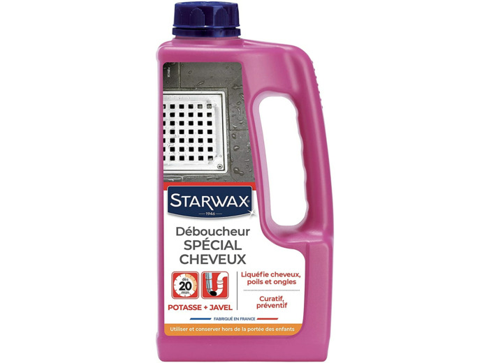 STARWAX Déboucheur Canalisations Spécial Cheveux - 900ml - Idéal pour Éliminer les Bouchons de Cheveux